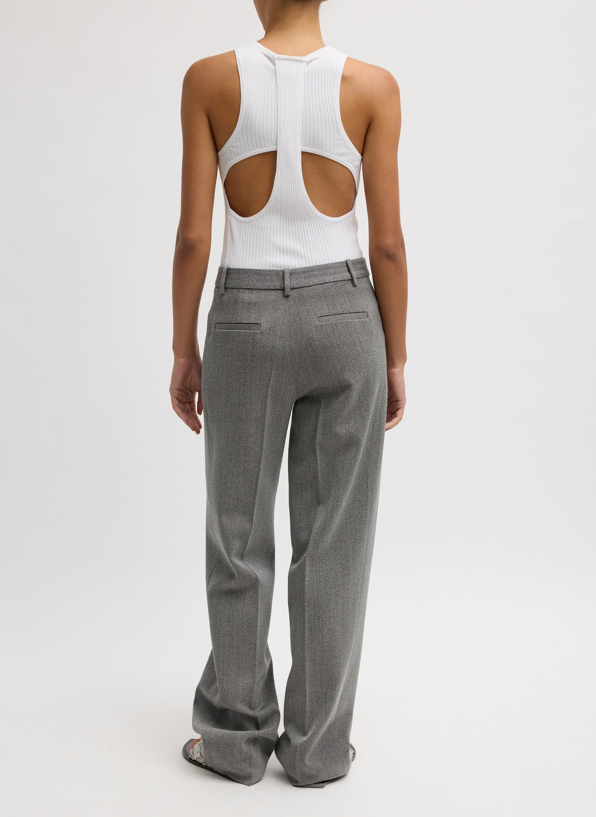 Structured Wool Zip Front Trouser Grey Multi - Tibi