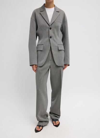 Structured Wool Zip Front Trouser Grey Multi - Tibi