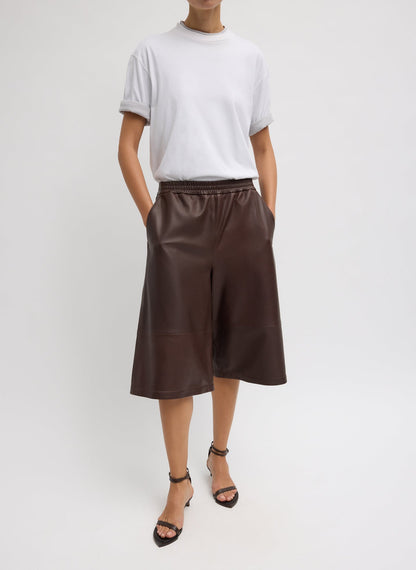 Leather Relaxed Long Short Brown - Tibi