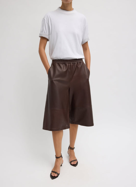Leather Relaxed Long Short Brown - Tibi