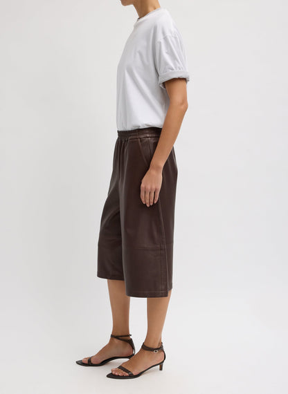 Leather Relaxed Long Short Brown - Tibi