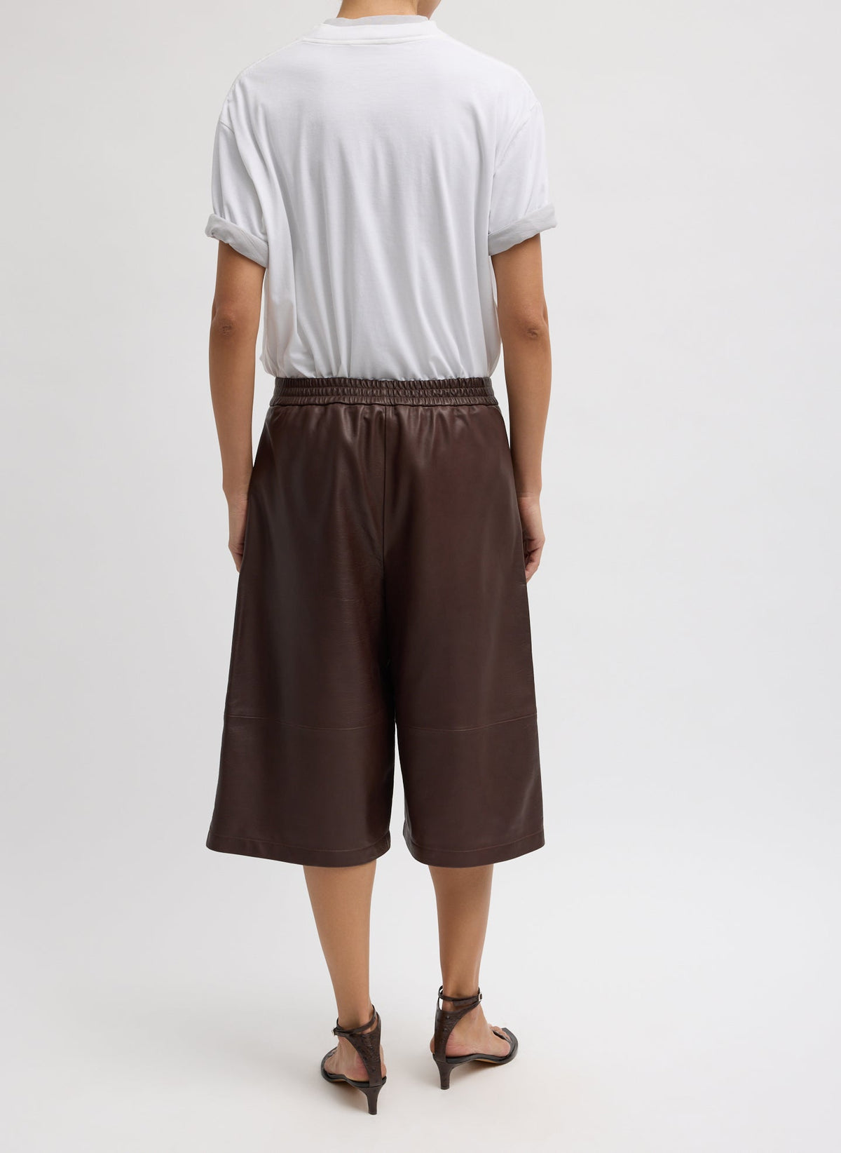 Leather Relaxed Long Short Brown - Tibi