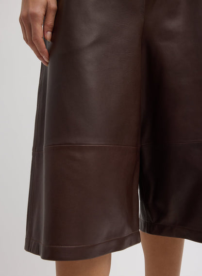 Leather Relaxed Long Short Brown - Tibi