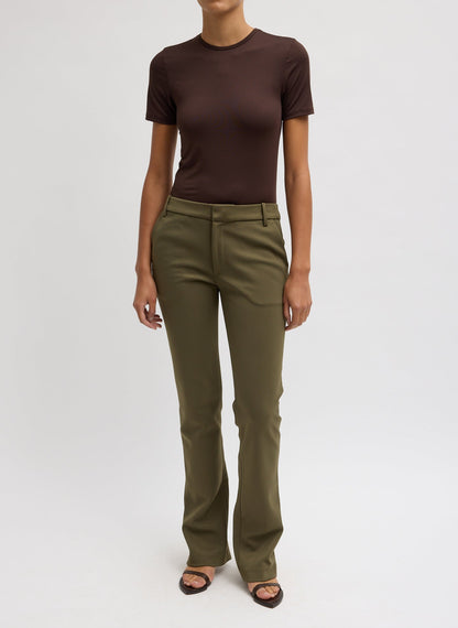 Spring Bonded Twill Elfie Trousers With Slits Nori Green - Tibi