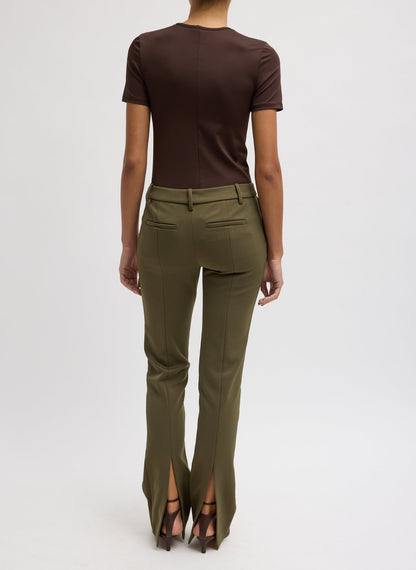 Spring Bonded Twill Elfie Trousers With Slits Nori Green - Tibi