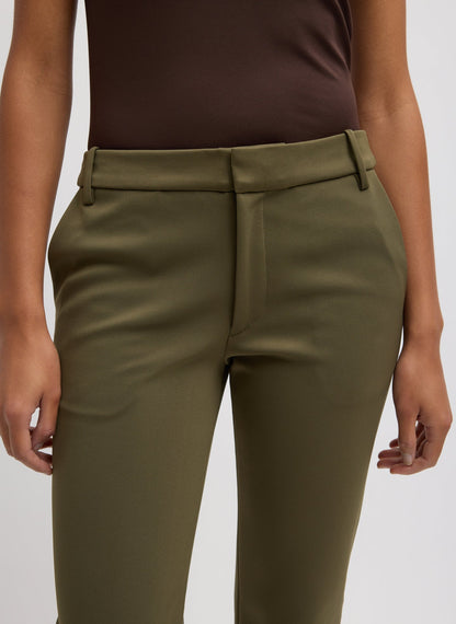 Spring Bonded Twill Elfie Trousers With Slits Nori Green - Tibi