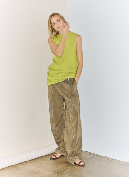 Nylon Zipper Trouser Dark Taupe - Tibi