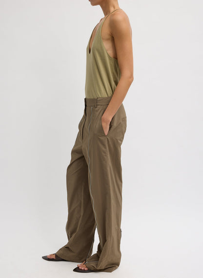 Nylon Zipper Trouser Dark Taupe - Tibi