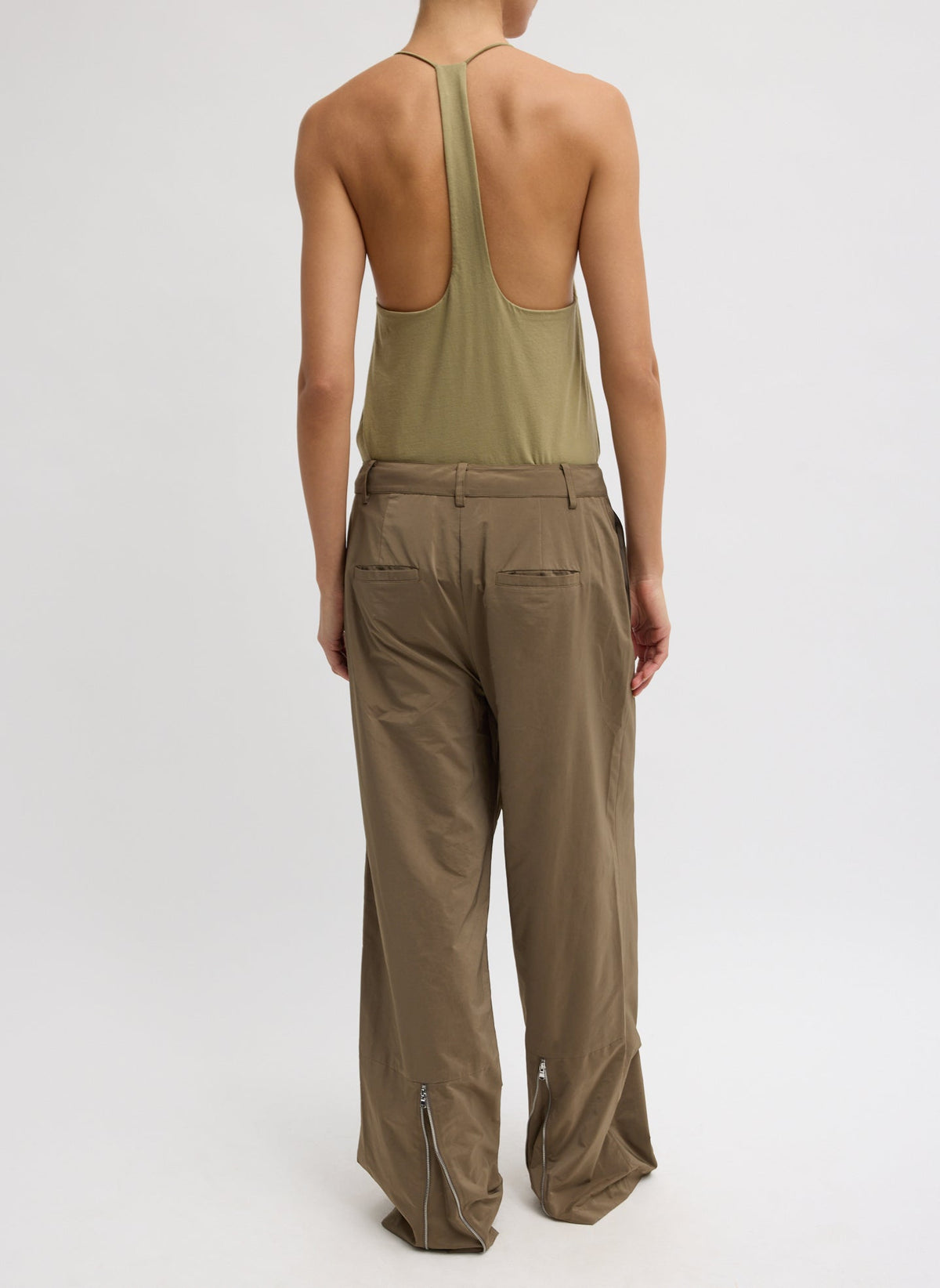 Nylon Zipper Trouser Dark Taupe - Tibi