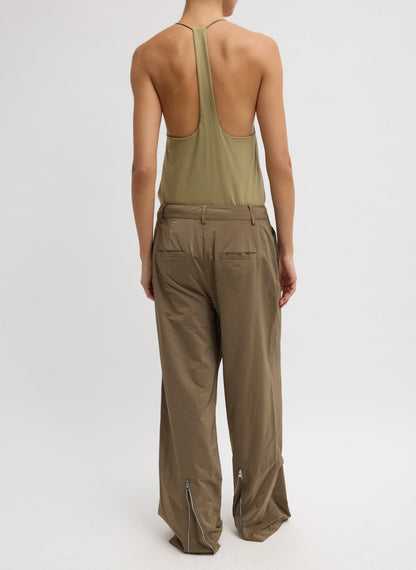 Nylon Zipper Trouser Dark Taupe - Tibi