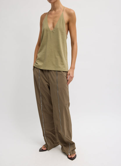 Nylon Zipper Trouser Dark Taupe - Tibi