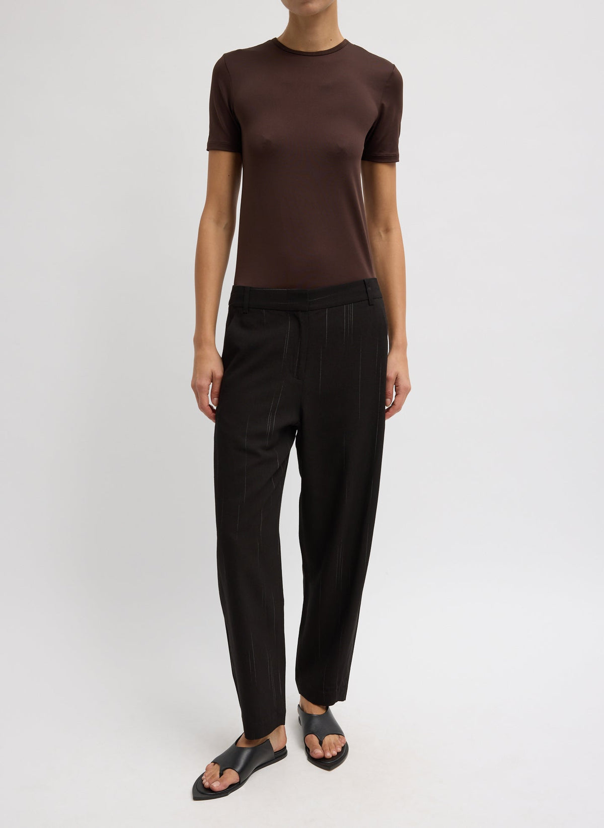 Viscose Suiting Reese Curved Ankle Pant Black Multi - Tibi