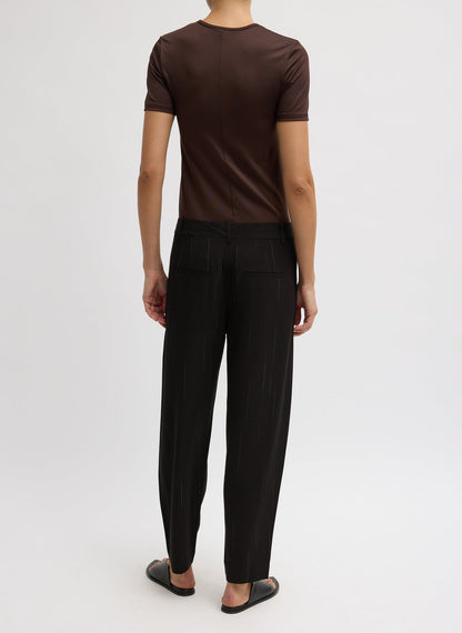 Viscose Suiting Reese Curved Ankle Pant Black Multi - Tibi