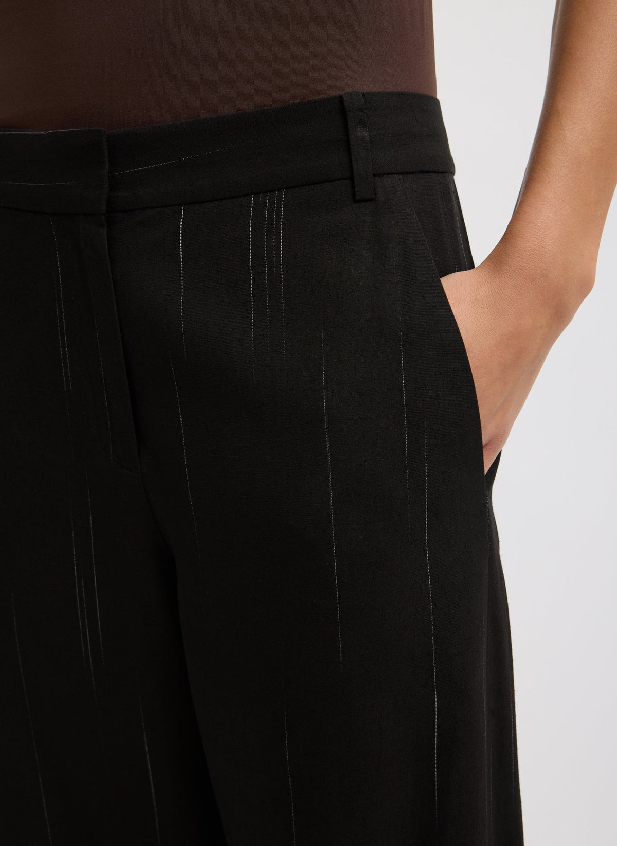 Viscose Suiting Reese Curved Ankle Pant Black Multi - Tibi