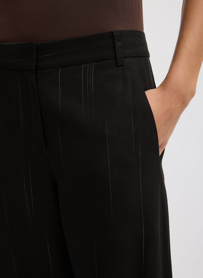 Viscose Suiting Reese Curved Ankle Pant Black Multi - Tibi