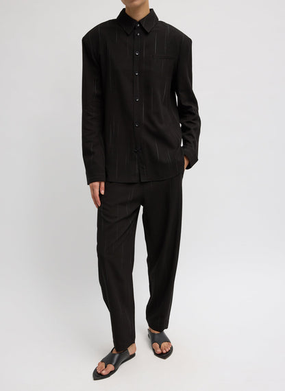 Viscose Suiting Reese Curved Ankle Pant Black Multi - Tibi