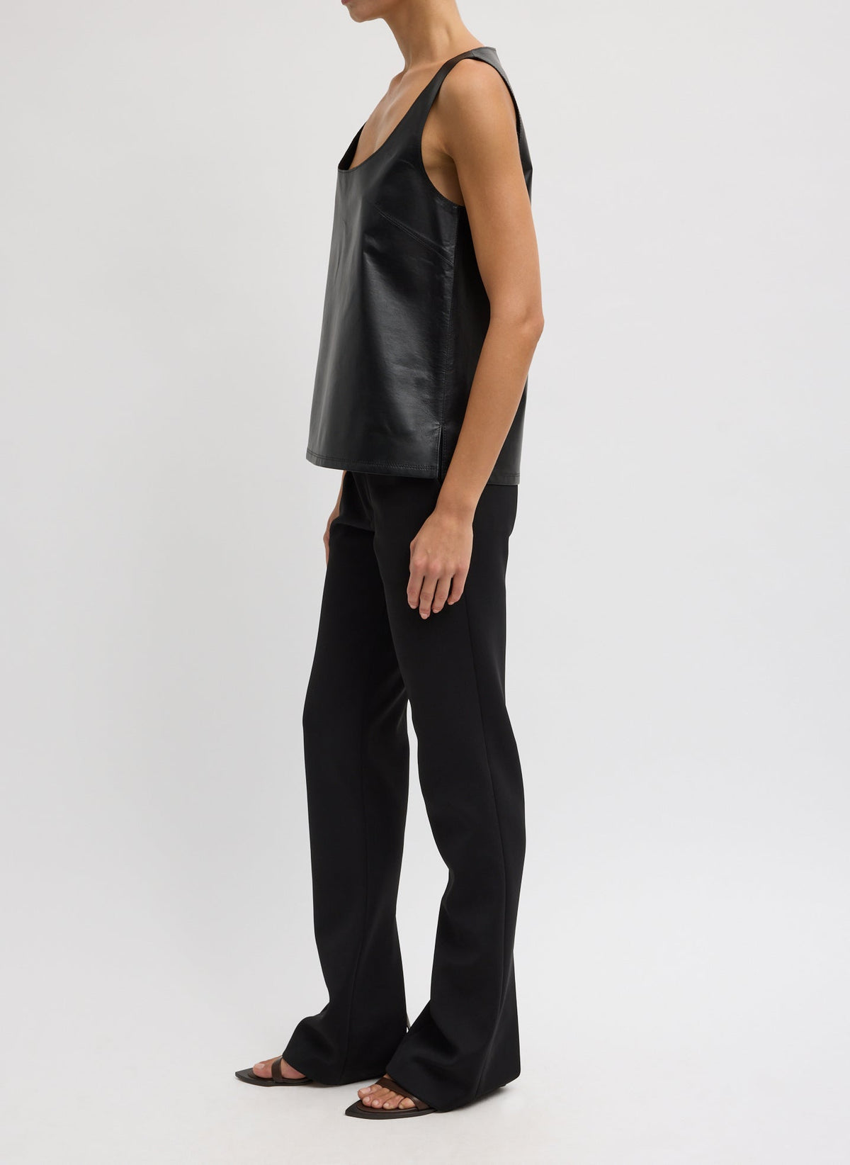 Spring Bonded Twill Elfie Trousers With Slits Black - Tibi