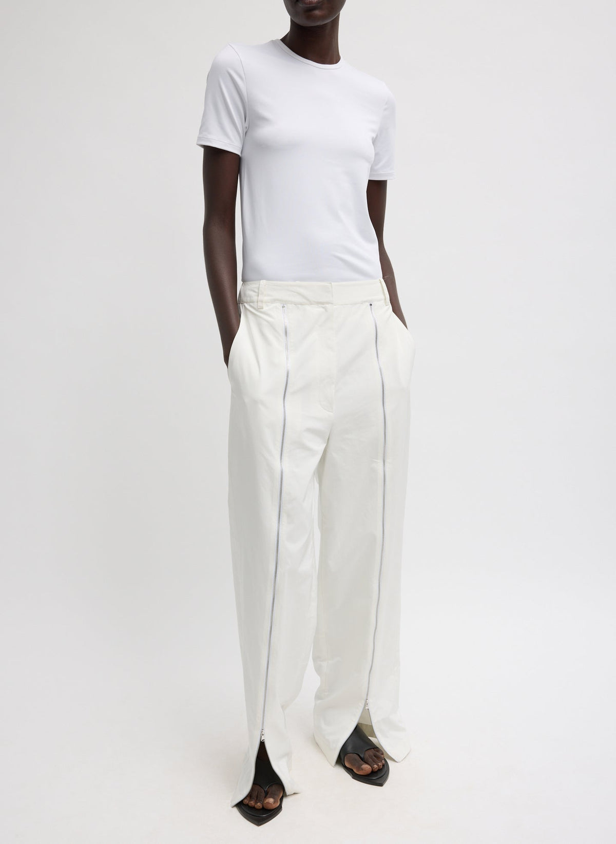 Nylon Zipper Trouser White - Tibi
