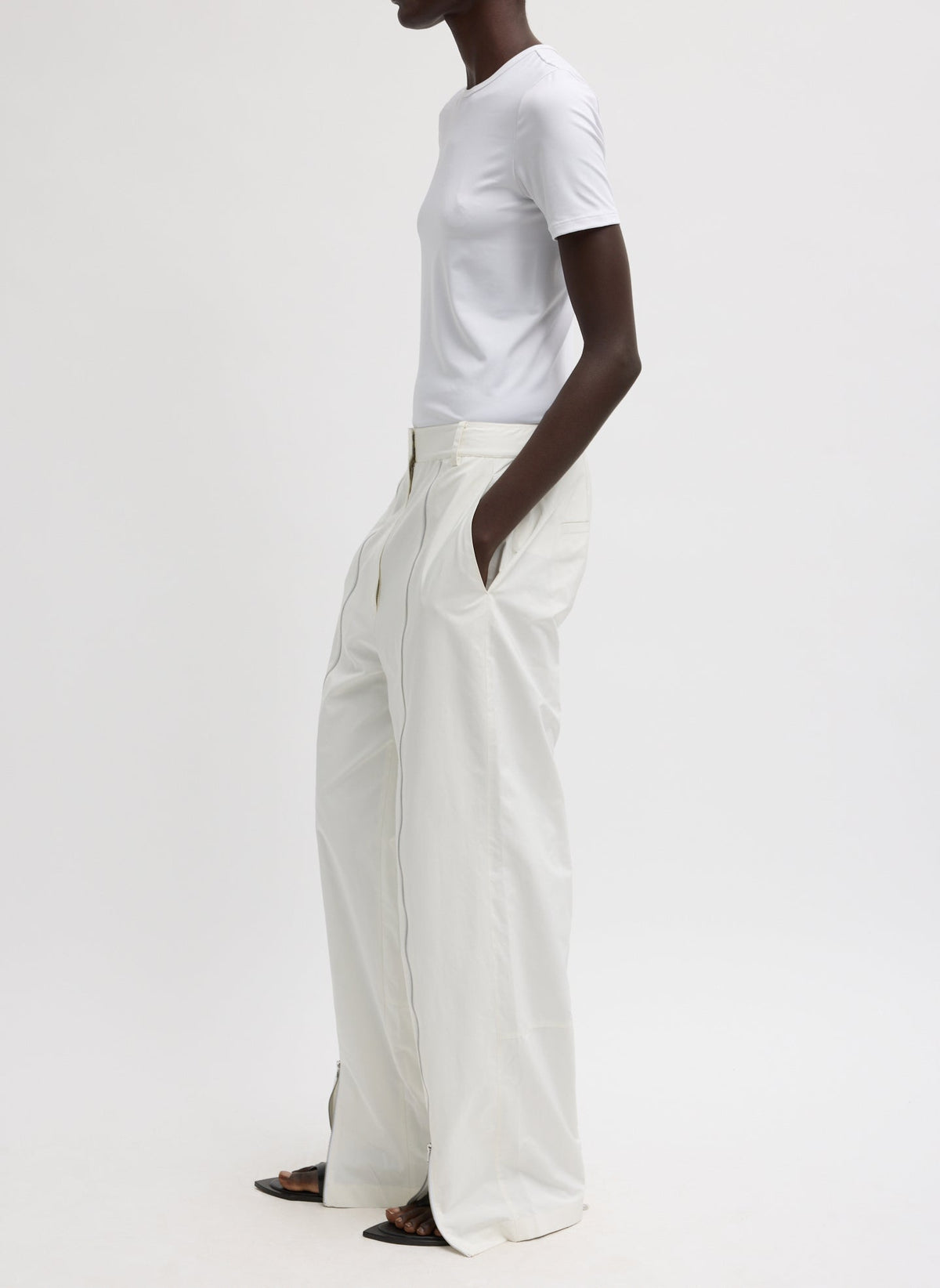 Nylon Zipper Trouser White - Tibi