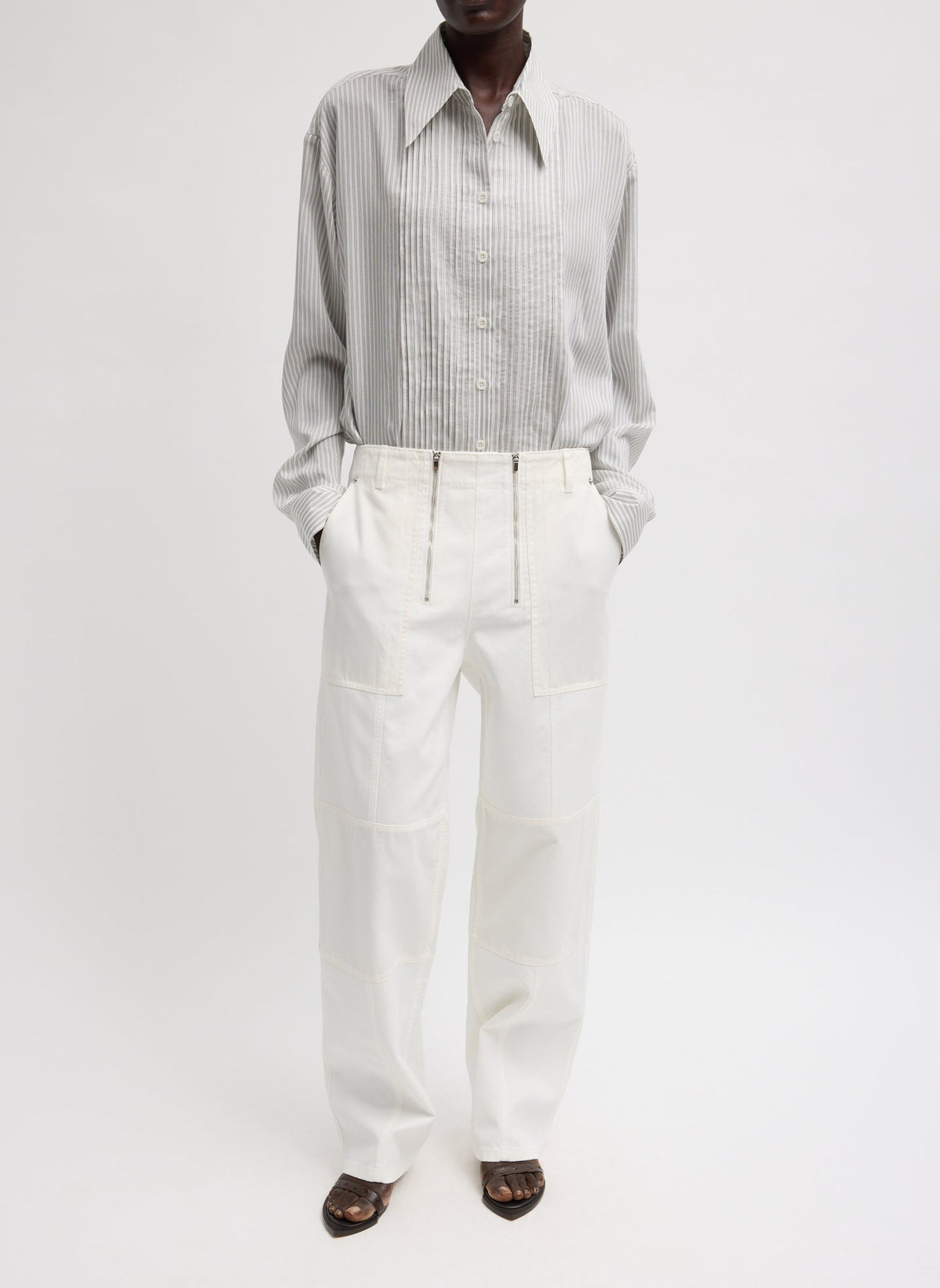 Patchwork Twill Cargo Fischer Jean White - Tibi