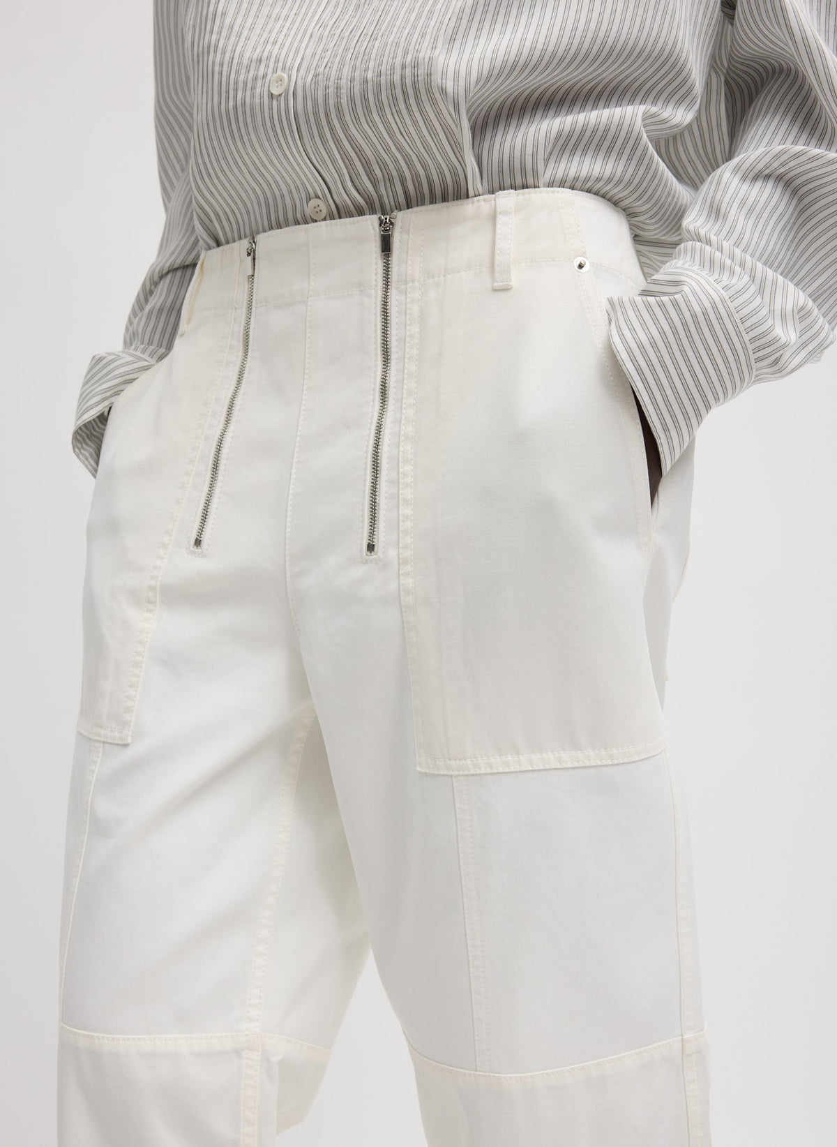 Patchwork Twill Cargo Fischer Jean White - Tibi