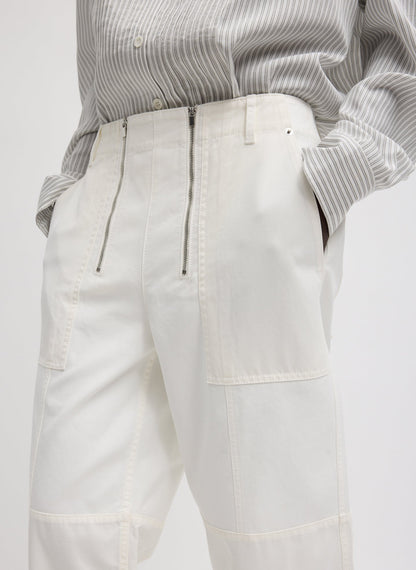Patchwork Twill Cargo Fischer Jean White - Tibi