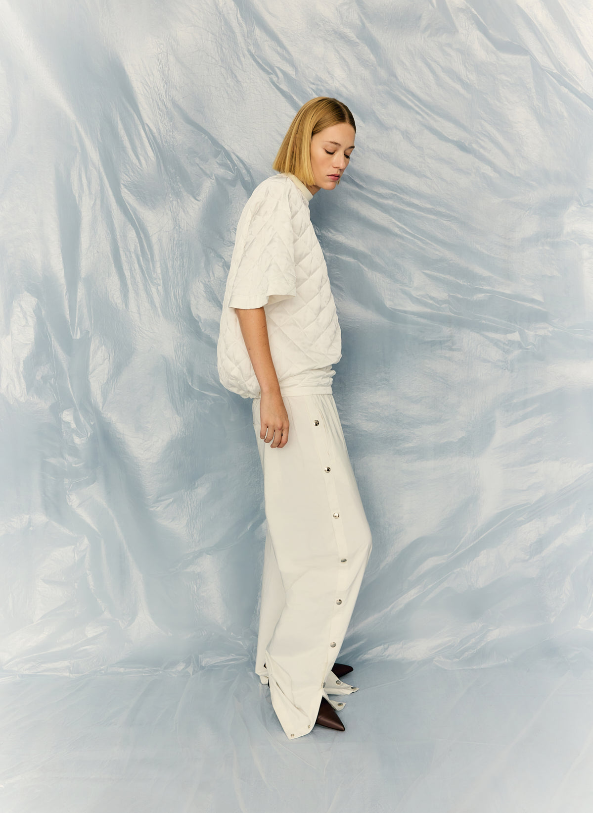 Nylon Snap Pull On Jogger White - Tibi