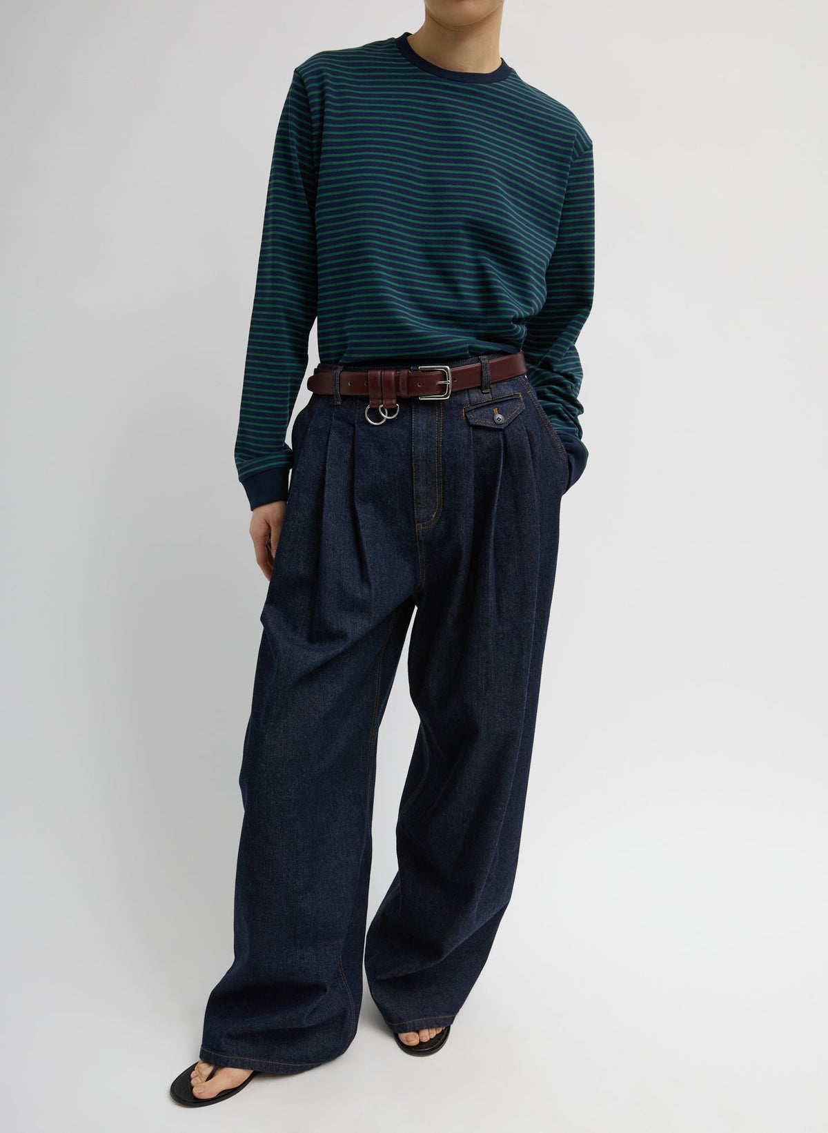 Indigo Denim Triple Pleat Jean Indigo - Tibi