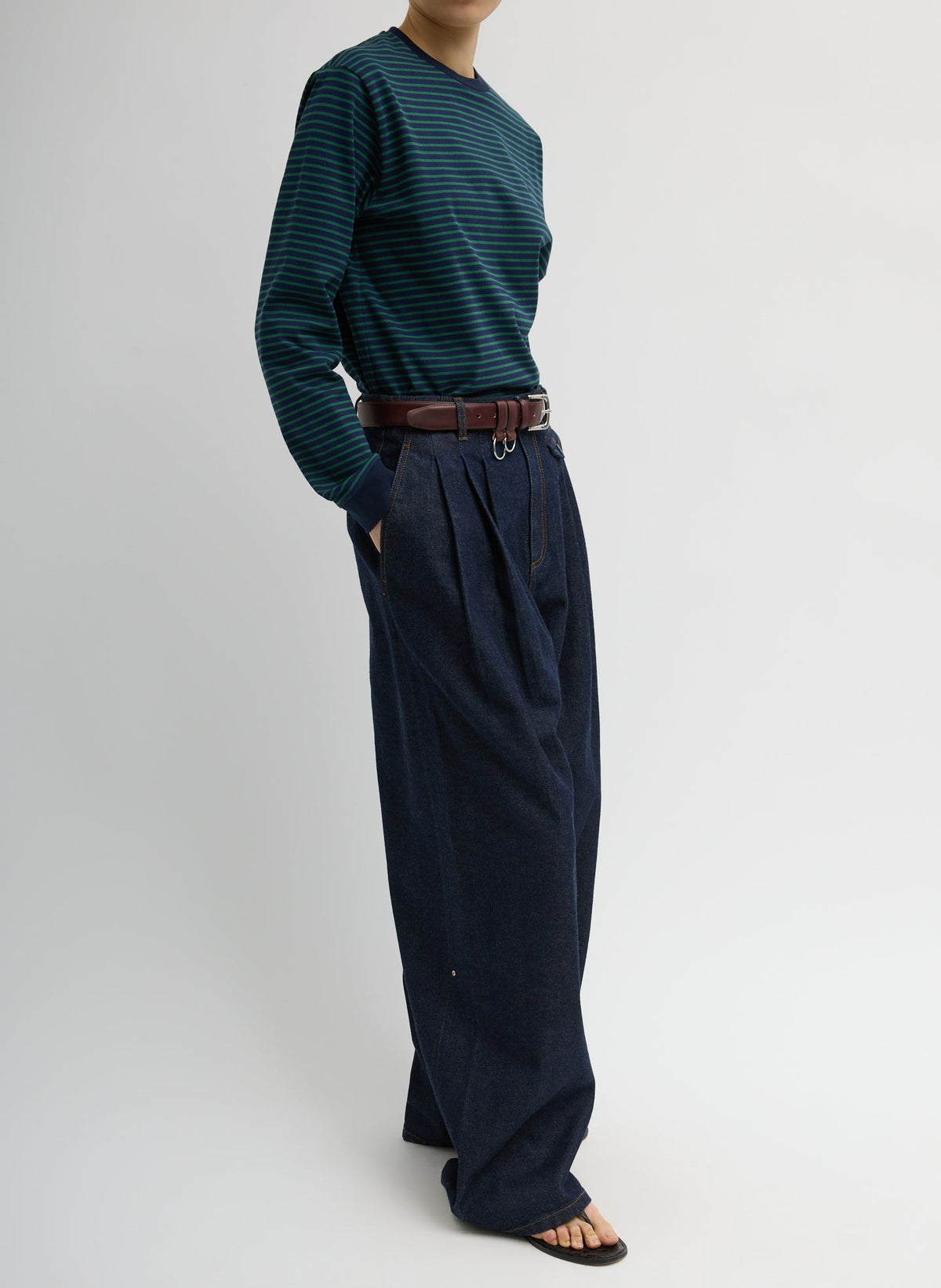 Indigo Denim Triple Pleat Jean Indigo - Tibi