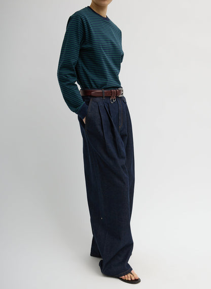 Indigo Denim Triple Pleat Jean Indigo - Tibi