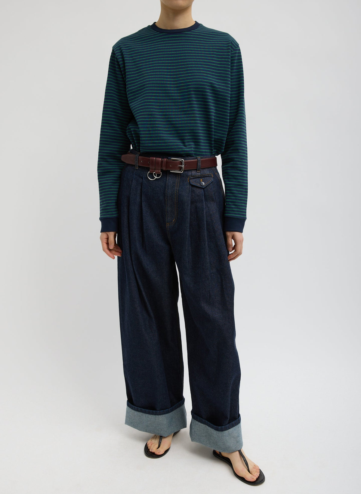 Indigo Denim Triple Pleat Jean Indigo - Tibi