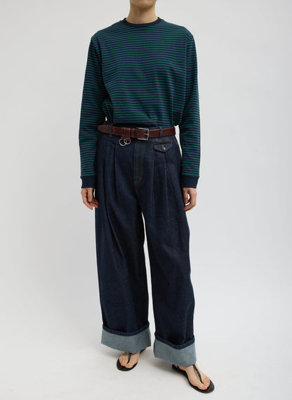 Indigo Denim Triple Pleat Jean Indigo - Tibi