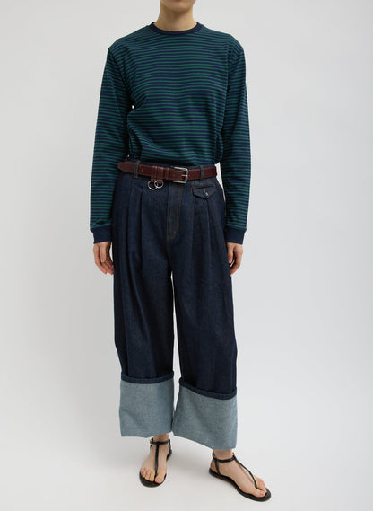 Indigo Denim Triple Pleat Jean Indigo - Tibi