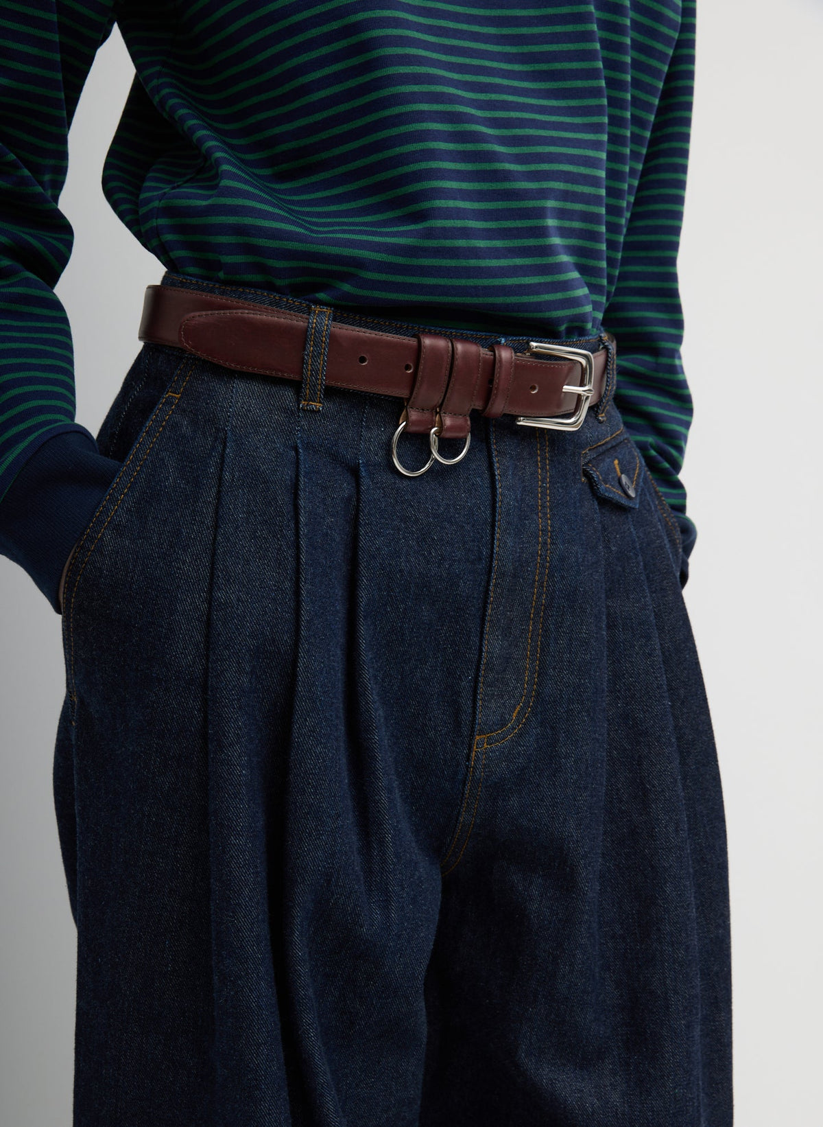 Indigo Denim Triple Pleat Jean Indigo - Tibi