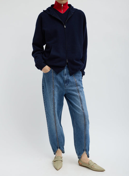 Zippered Denim Jogger Classic Blue - Tibi