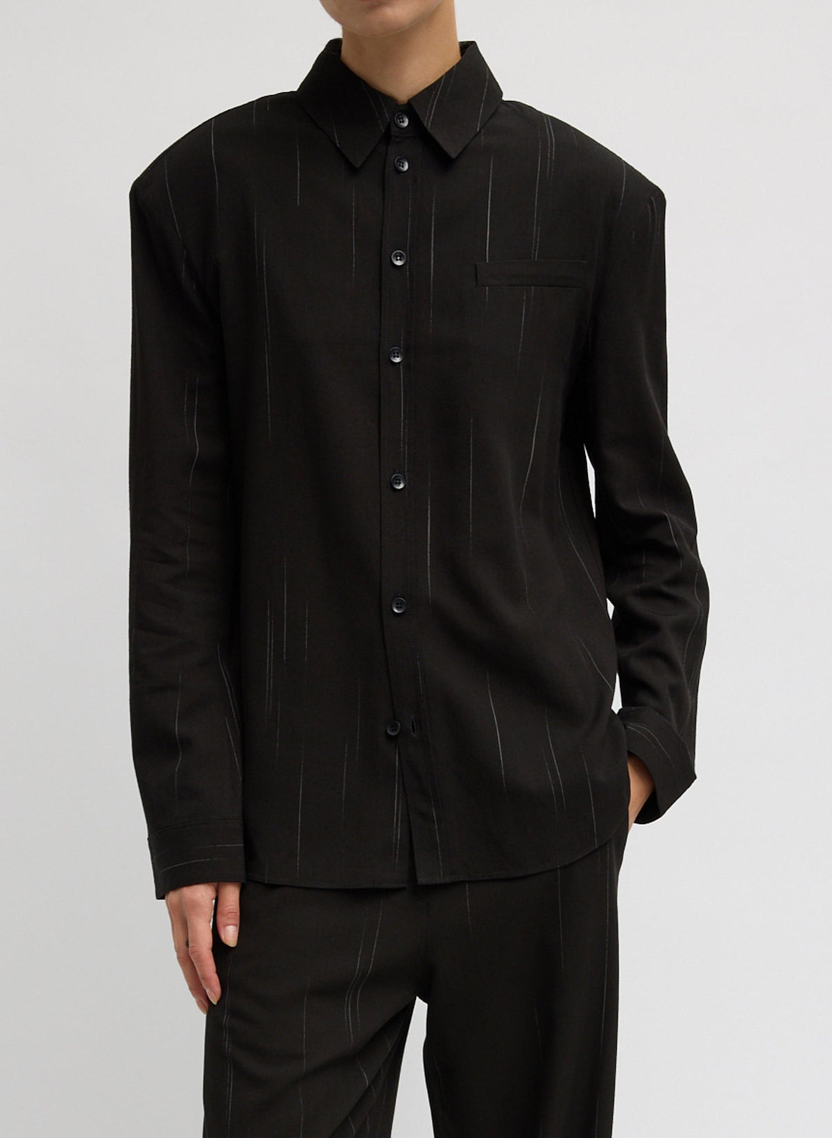 Viscose Suiting Detached Shirt Black Multi - Tibi