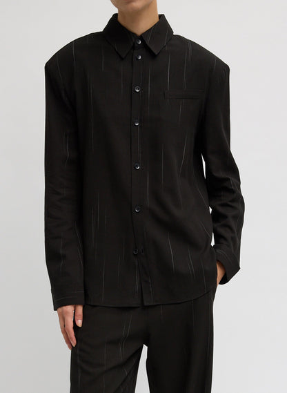 Viscose Suiting Detached Shirt Black Multi - Tibi