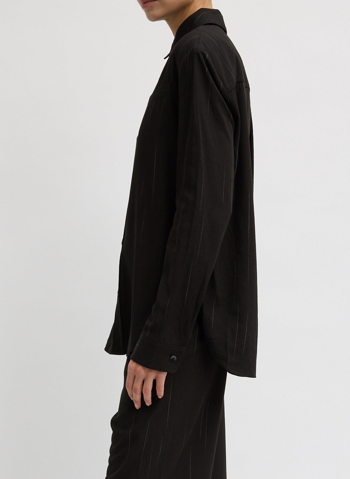 Viscose Suiting Detached Shirt Black Multi - Tibi
