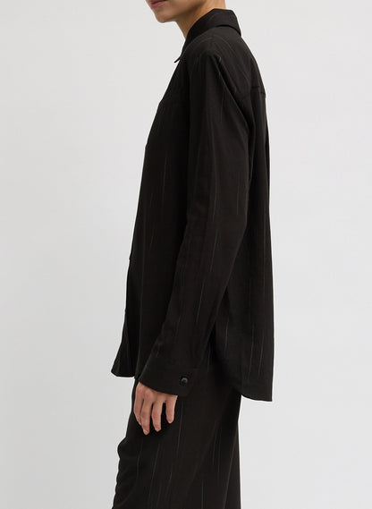 Viscose Suiting Detached Shirt Black Multi - Tibi