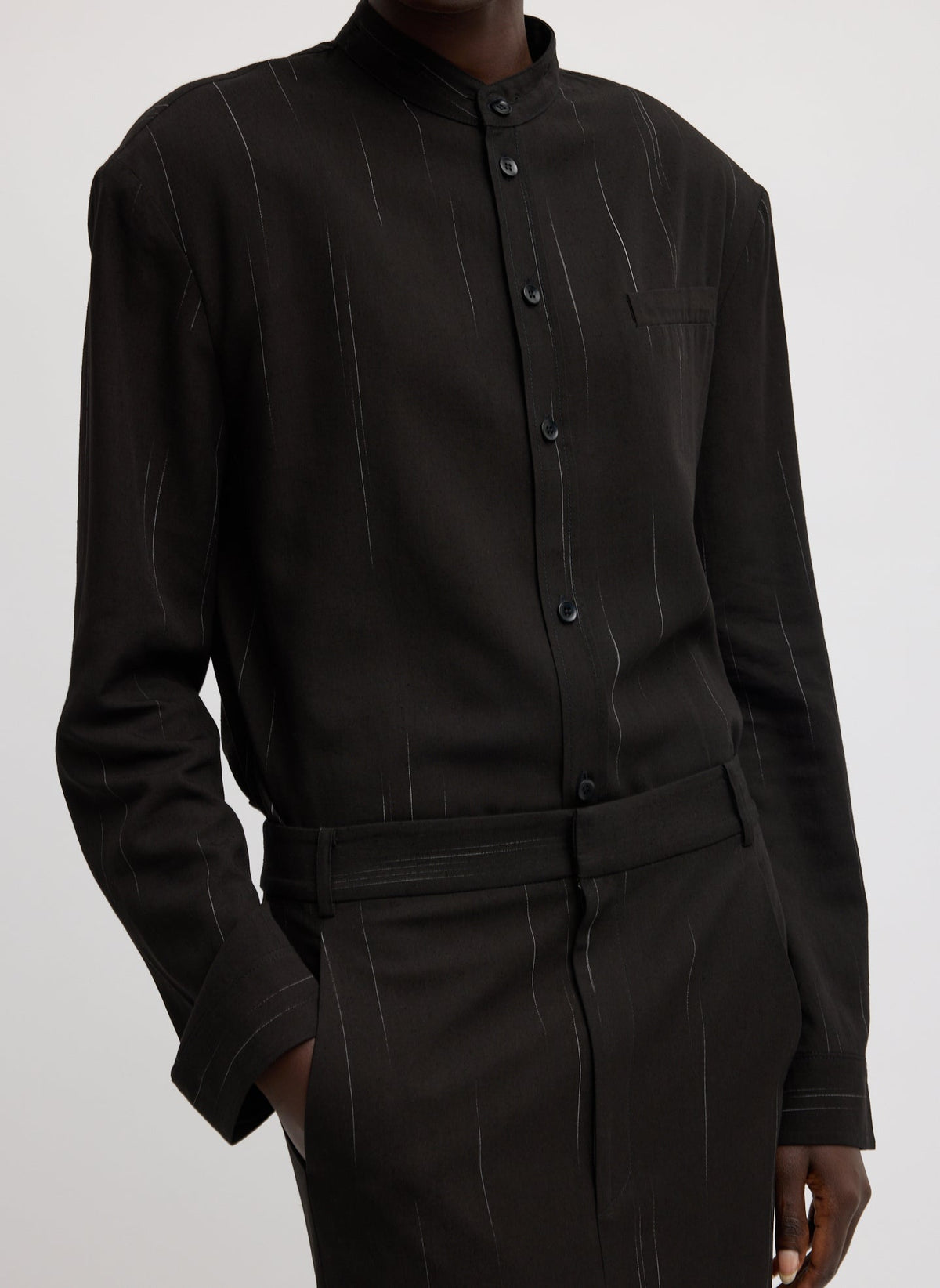 Viscose Suiting Detached Shirt Black Multi - Tibi