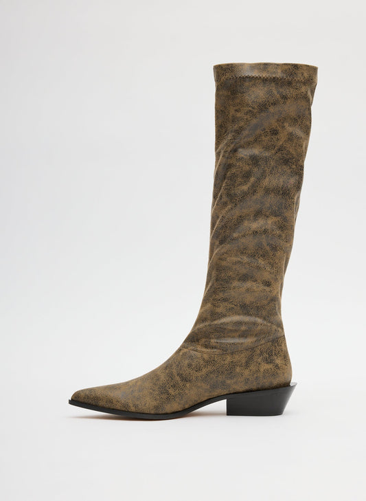 Distressed Bronson Boot - Regular Calf Black/Tan Multi - Tibi