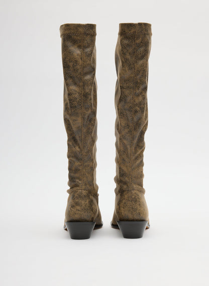 Distressed Bronson Boot - Regular Calf Black/Tan Multi - Tibi