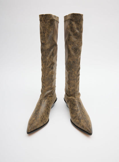 Distressed Bronson Boot - Regular Calf Black/Tan Multi - Tibi