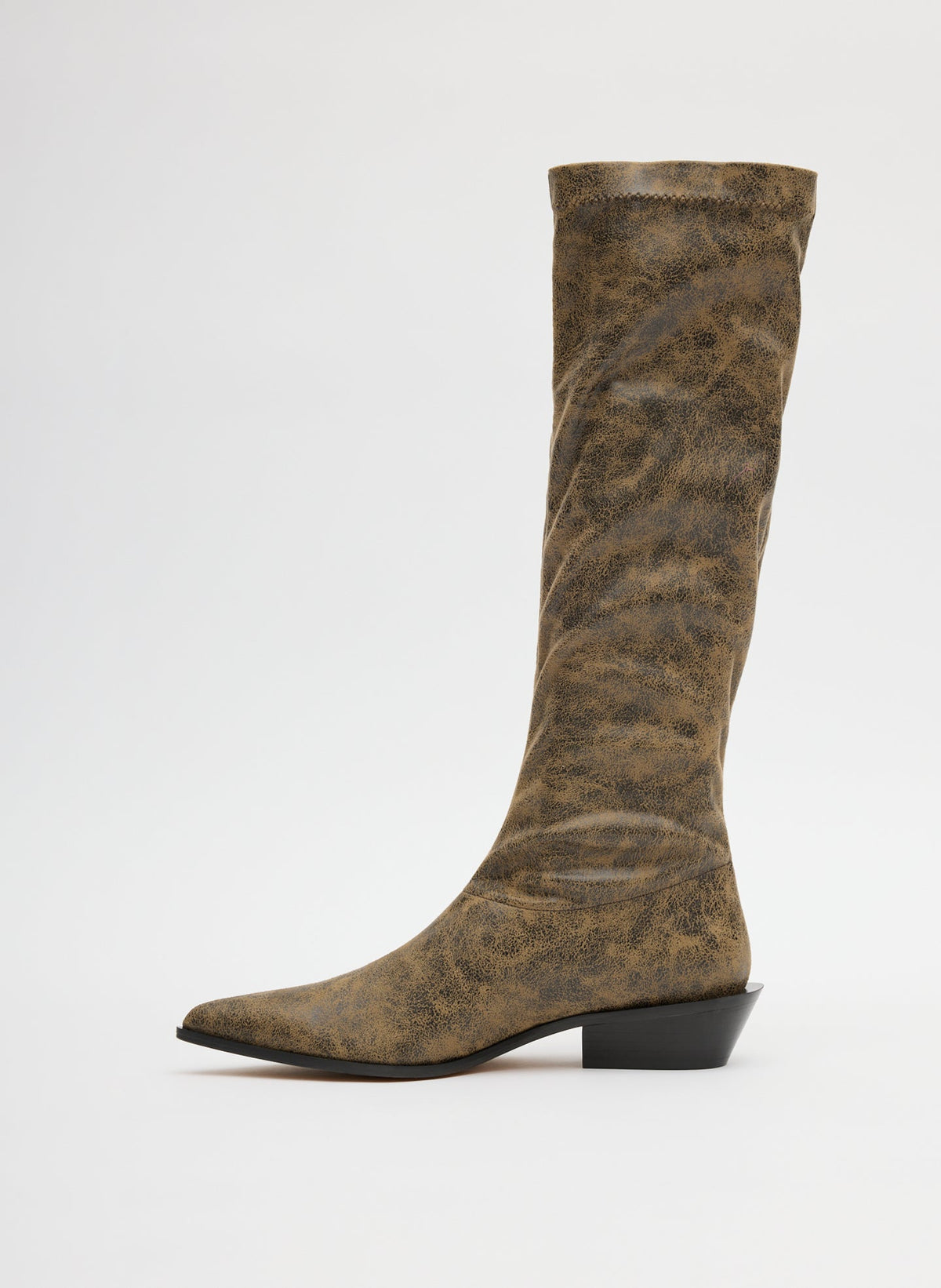 Distressed Bronson Boot - Narrow Calf Black/Tan Multi - Tibi