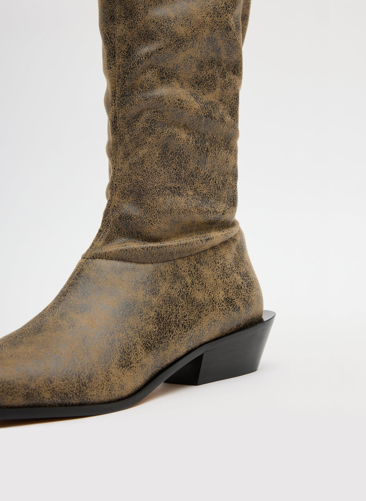 Distressed Bronson Boot - Narrow Calf Black/Tan Multi - Tibi