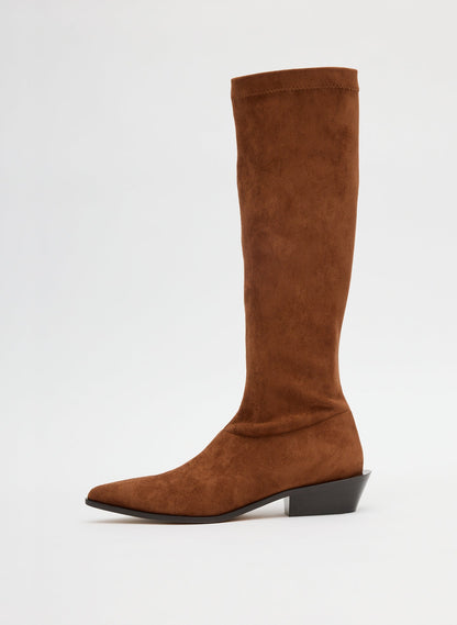 Faux Suede Bronson Boot - Narrow Calf Light Brown - Tibi
