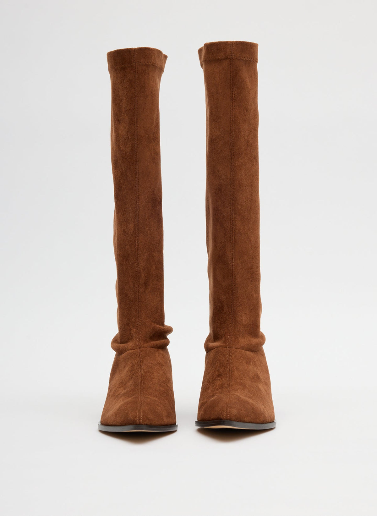 Faux Suede Bronson Boot - Narrow Calf Light Brown - Tibi