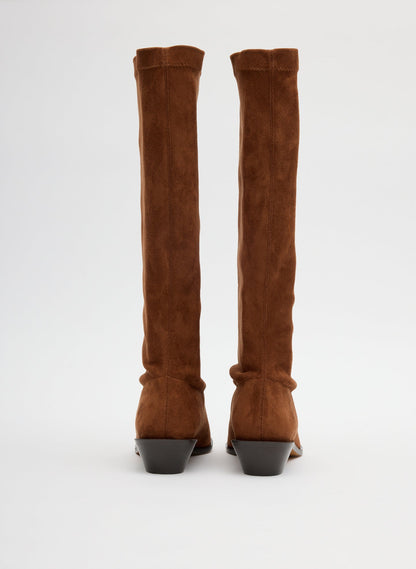 Faux Suede Bronson Boot - Narrow Calf Light Brown - Tibi