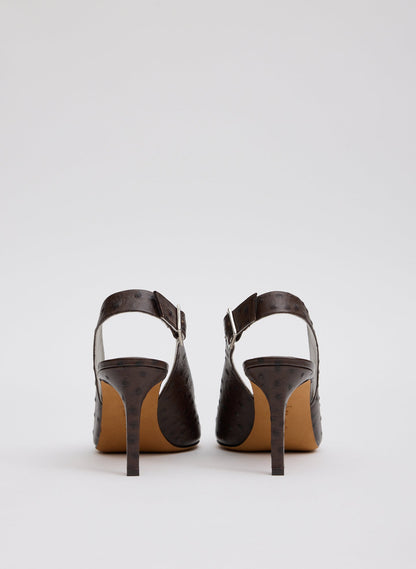 Ostrich Print Reyner Pump Dark Brown - Tibi