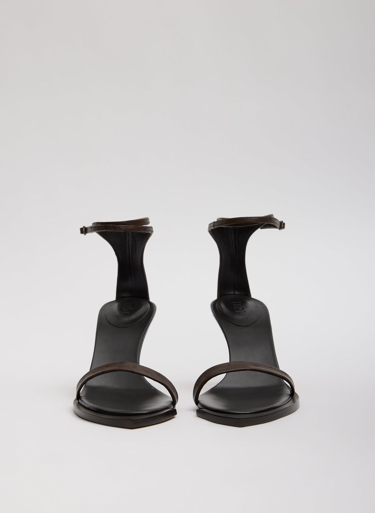 Ostrich Print Erno Heel Dark Brown - Tibi